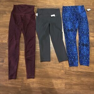 lululemon athletica Women's Leggings Set - Burgundy, Charcoal & Blue Snake